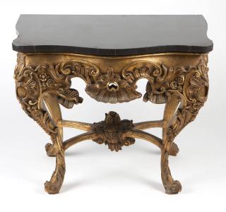 Appraisal: A Continental carved giltwood console table th century in the