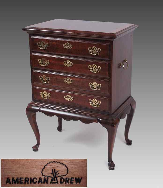 Appraisal: AMERICAN DREW MAHOGANY SILVER CHEST drawer mahogany silver chest on