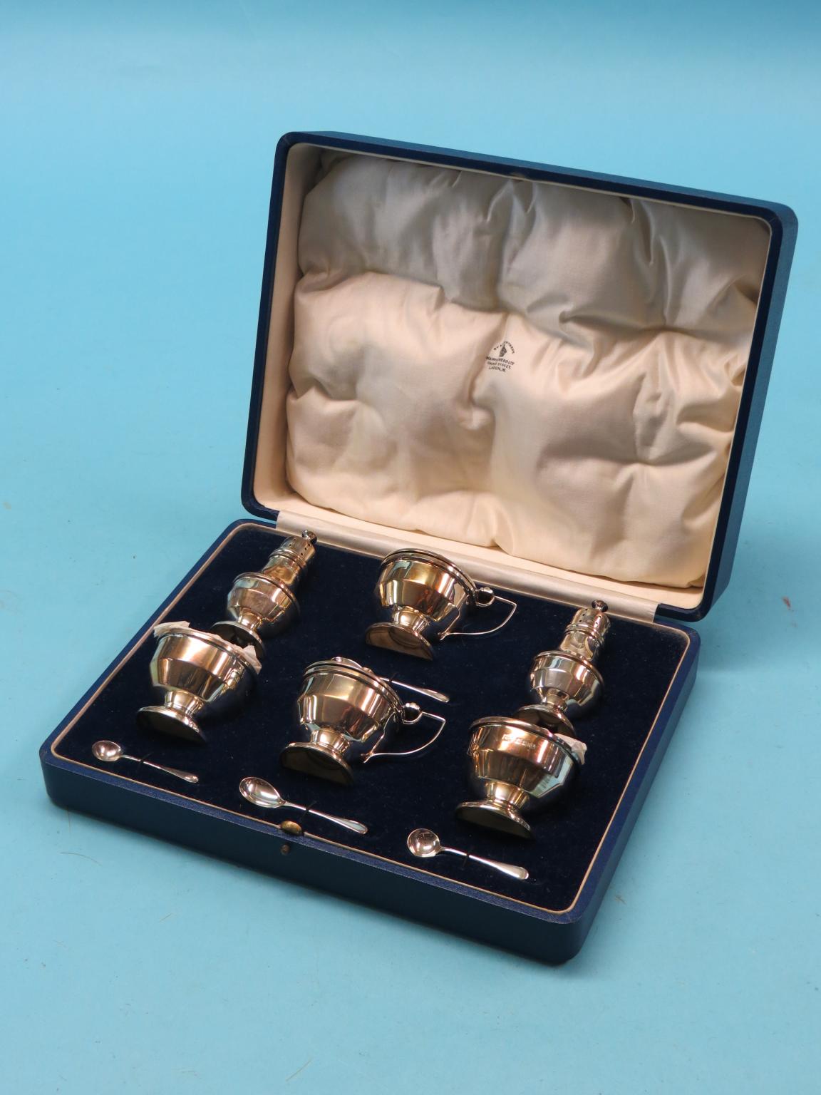 Appraisal: A Mappin Webb six-piece silver condiment set and four associated