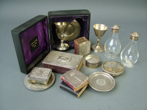 Appraisal: A George IV silver cased travelling communion set London comprising