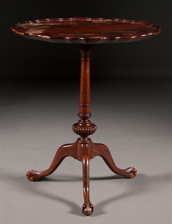 Appraisal: Chippendale style carved mahogany tilt-top piecrust tea table first half-