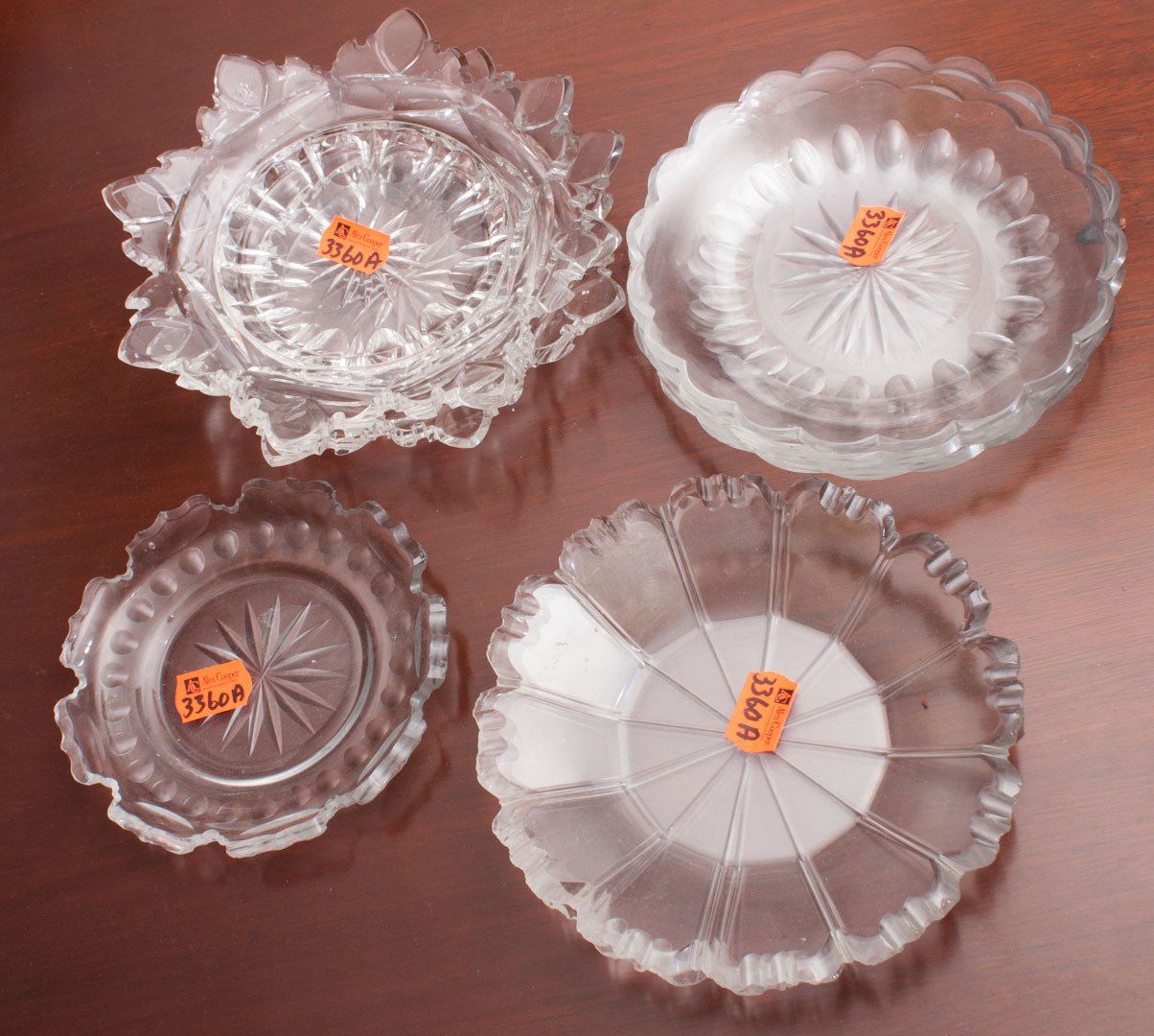 Appraisal: a Seven Flint glass dishes