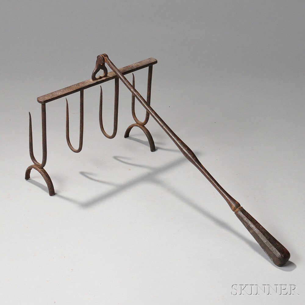 Appraisal: Wrought Iron Fish Roaster America late th early th century