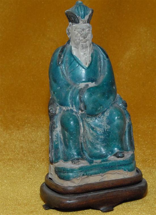 Appraisal: ANTIQUE PARTIALLY GLAZED FIGURE OF AN ELDER H