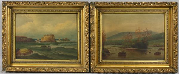 Appraisal: Two paintings by J Salvea American th Century coastal seascape