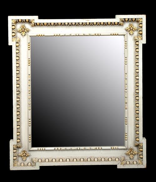 Appraisal: A grey painted and parcel gilt rectangular mirror in Victorian