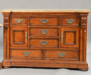 Appraisal: Hickory White marble top chest with doors and drawers ht