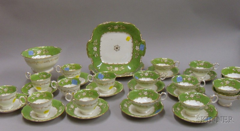 Appraisal: English Porcelain Partial Tea Service mid- th century with apple