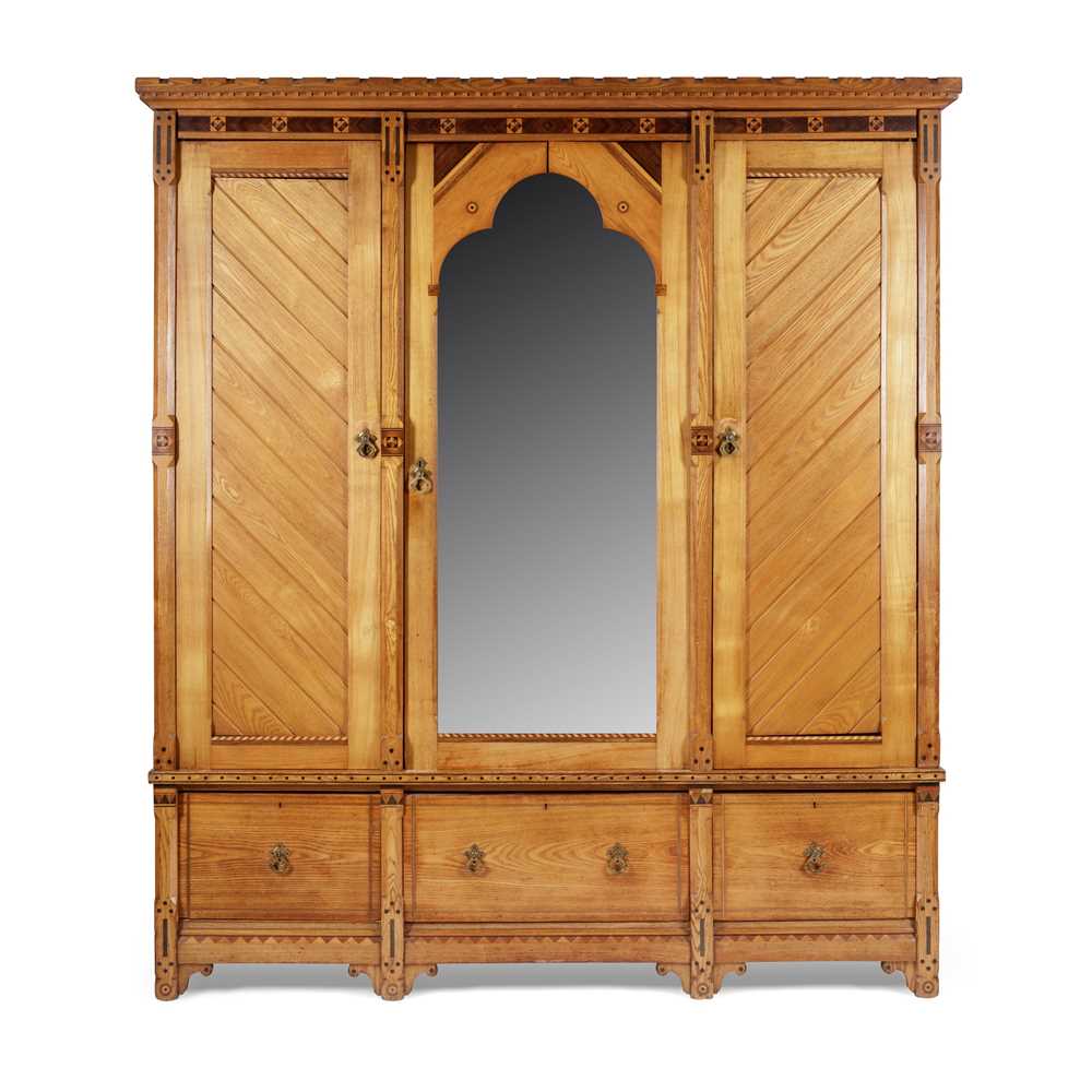 Appraisal: ENGLISH GOTHIC REVIVAL WARDROBE CIRCA inlaid ash cm wide cm