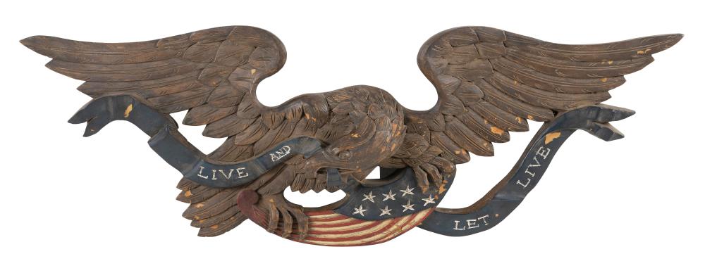 Appraisal: LIVE AND LET LIVE EAGLE PLAQUE MID- TH CENTURY HEIGHT