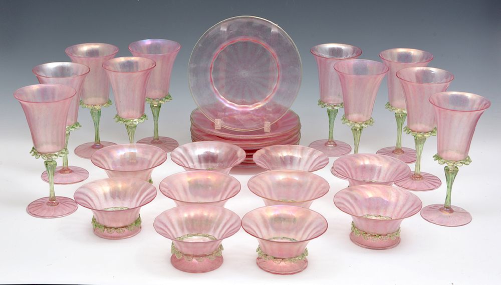 Appraisal: Lot of Venetian Italian luster glass goblets and bowls Lot