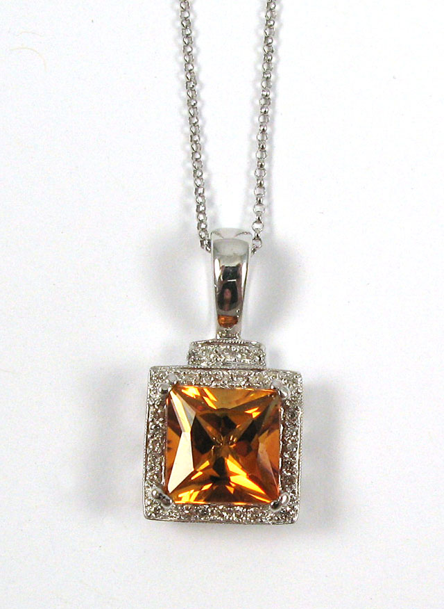 Appraisal: CITRINE AND WHITE GOLD PENDANT NECKLACE with appraisal The pendant