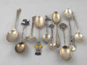 Appraisal: Commemorative silver spoons Six various hallmarked silver teaspoons with golfing