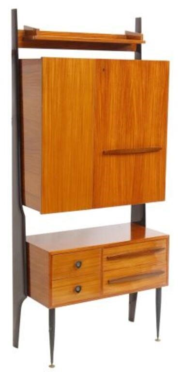 Appraisal: Italian mid-century modern bookcase c s open shelf double-door cabinet