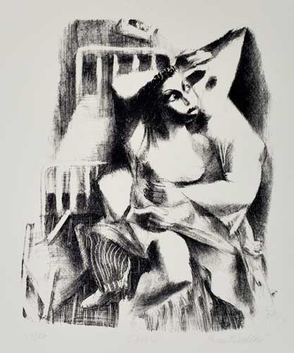 Appraisal: ERNEST CRICHLOW - Lovers Lithograph on pale gray wove paper