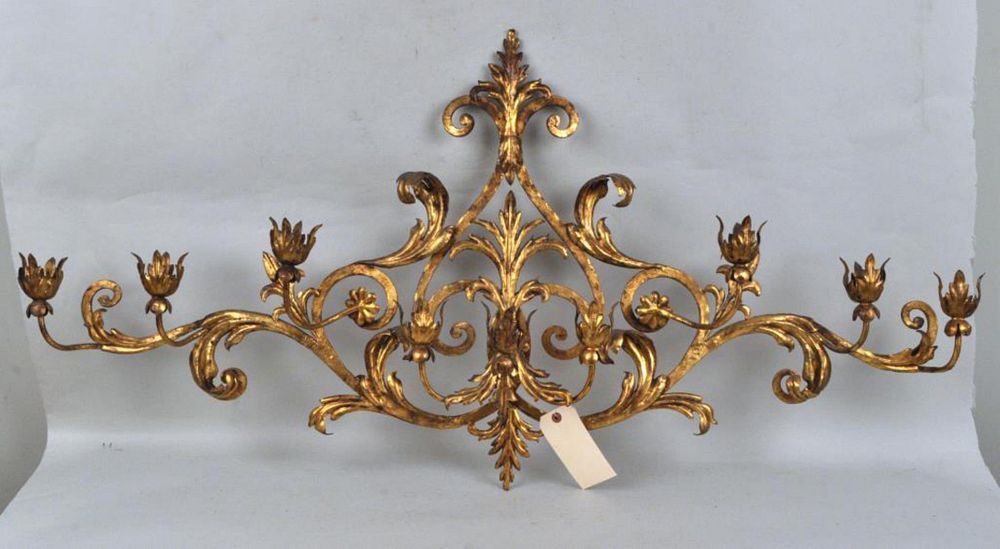 Appraisal: Gilt Metal -Light Wall Candelabra high wide deep Gilt wear