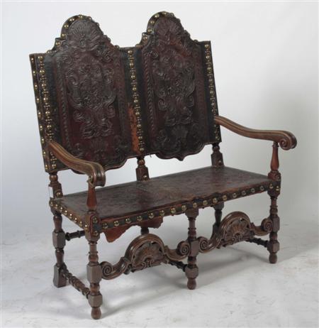 Appraisal: A late th Century Iberian style walnut chair back settee