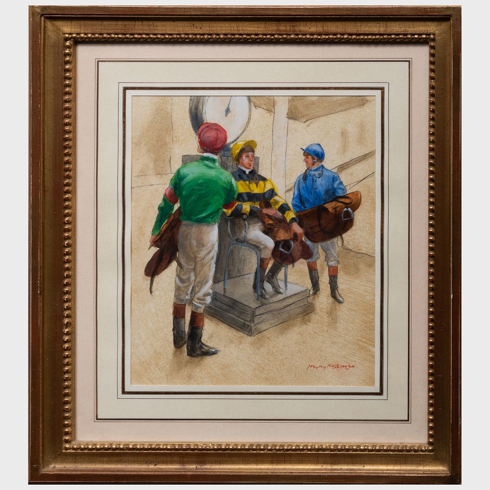 Appraisal: Henry Koehler - Weighing In Longchamp Oil on paper signed