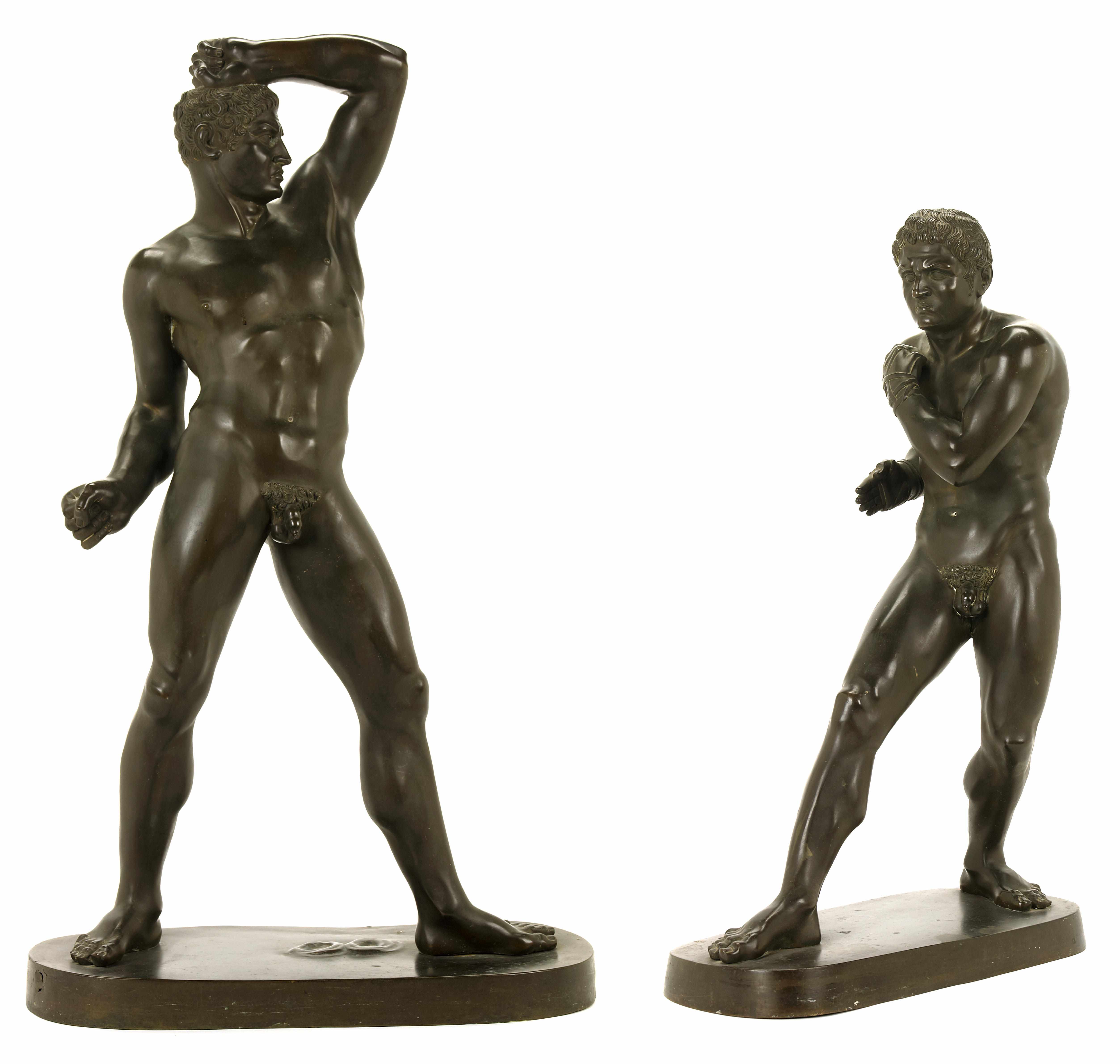 Appraisal: Two Italian patinated bronze figures of athletes after the models