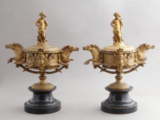 Appraisal: Pair of Gilt Spelter Covered Coupes th c the lids