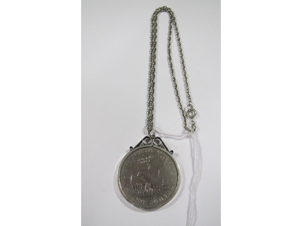 Appraisal: Silver Liberty one dollar in silver pendant mount and neckchain