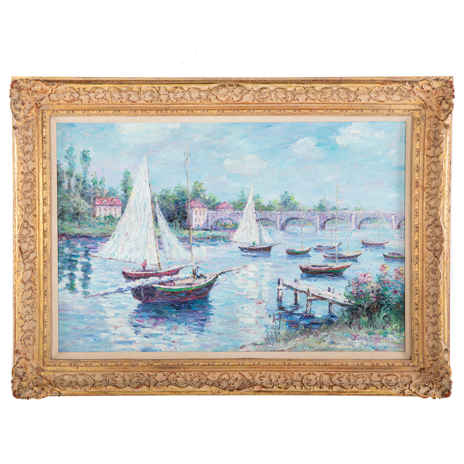 Appraisal: JOHN CLYMER IMPRESSIONIST RIVER SCENE OIL British b Oil on