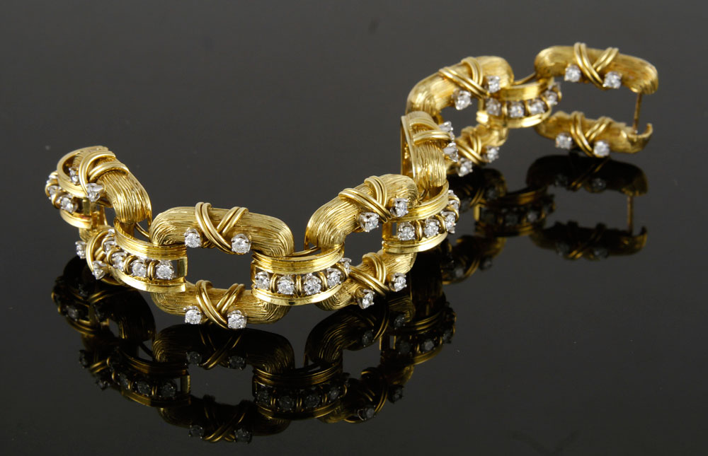 Appraisal: - K Yellow Gold and Diamond Bracelet K yellow gold