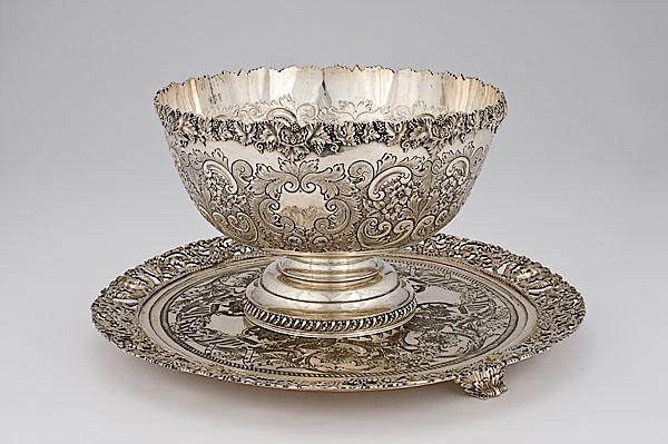 Appraisal: SHEFFIELD SILVERPLATE PUNCH BOWL AND CHARGER English late th-early th