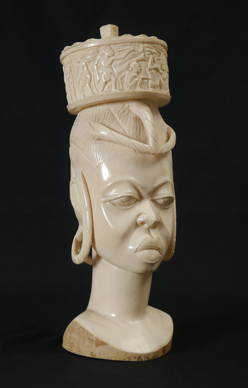 Appraisal: LARGE AFRICAN CARVED IVORY BUST OF WOMAN Figural bust of