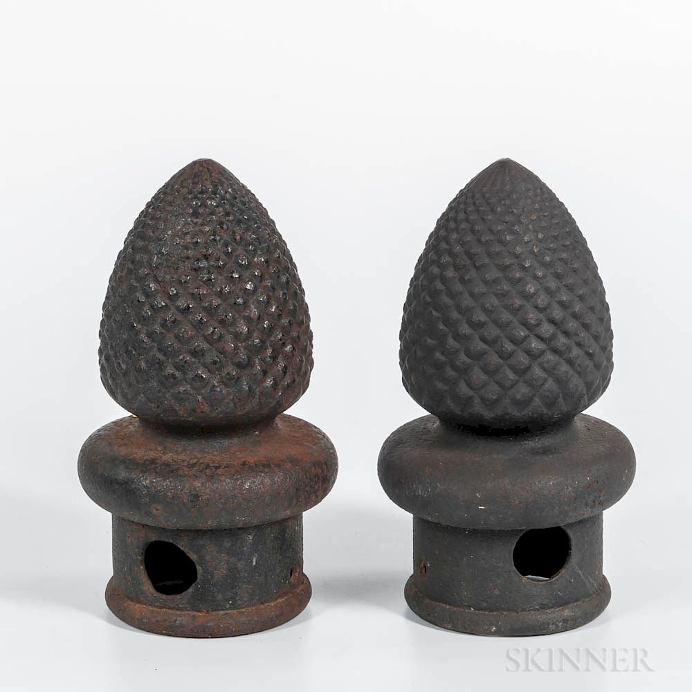 Appraisal: Pair of Cast Iron Pineapple Finials Pair of Cast Iron