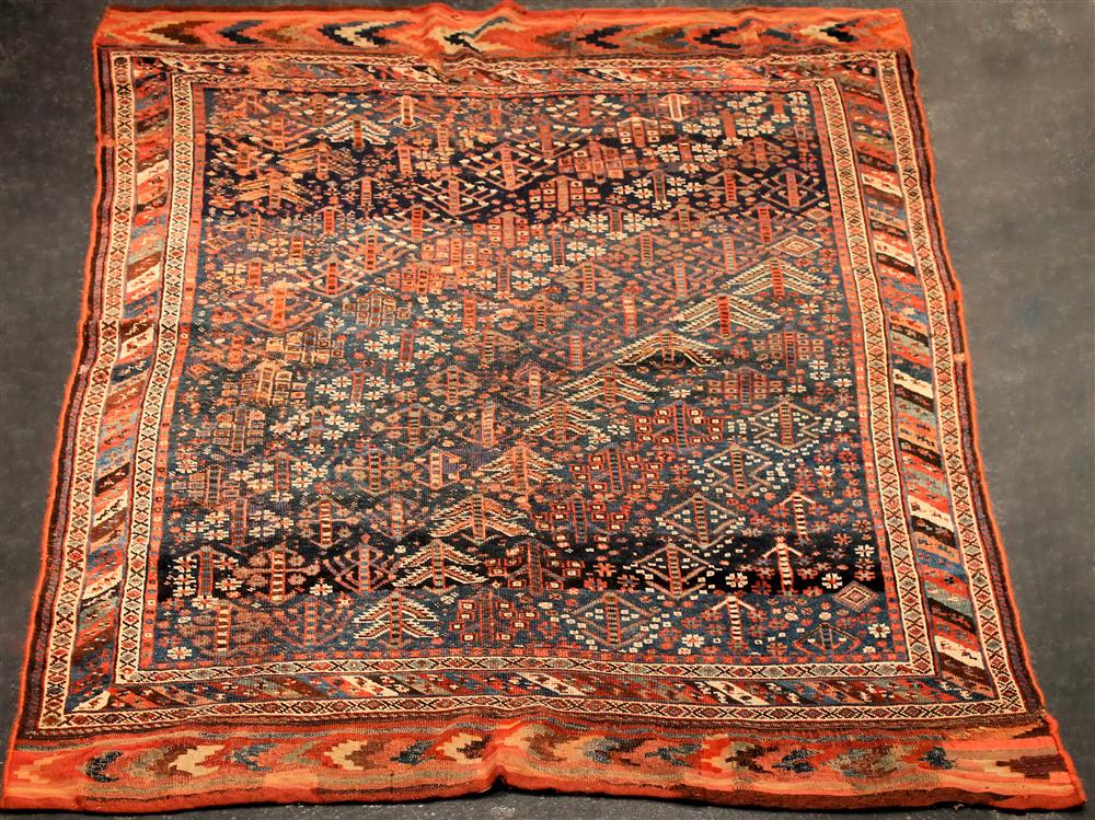 Appraisal: ANTIQUE WOOL BALUCH TRIBAL RUG designs in blue red burgundy