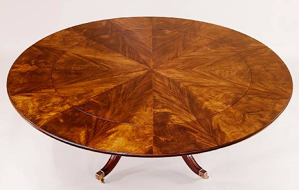 Appraisal: A Regency style mahogany dining table The circular top with