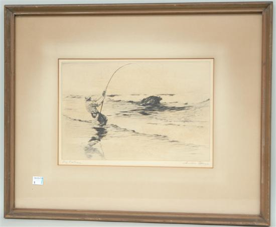 Appraisal: ETTINGER CHURCHILL ETCHING Titled A Surf Fisherman signed lower right