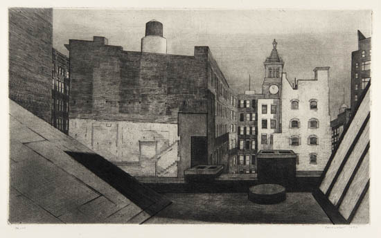 Appraisal: ARMIN LANDECK Rooftop th Street Drypoint and engraving x mm