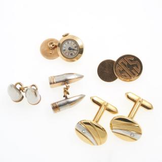 Appraisal: Group gentleman's k and gold metal cufflinks Group gentleman's k