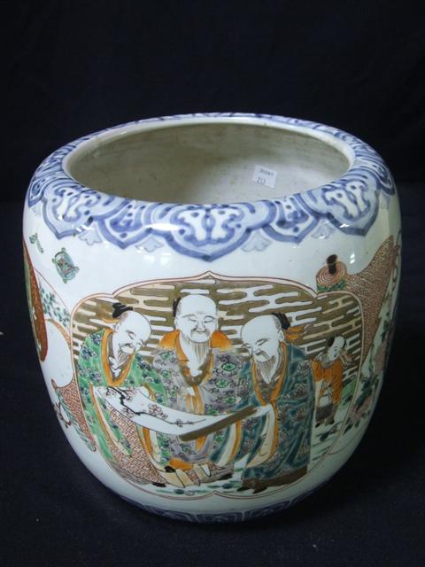 Appraisal: JAPANESE IMARI HIBACHI Circa decorated with sages contemplating a scroll