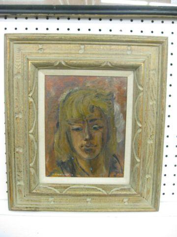 Appraisal: Romona Youngquist Oil on Canvas Board bust of young girl