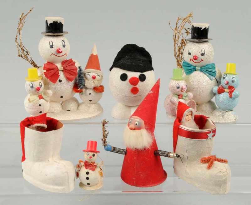 Appraisal: Lot of Snowmen Santa Figures Condition Excellent Size Largest T