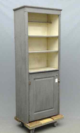 Appraisal: th c open top single door cupboard in grey and