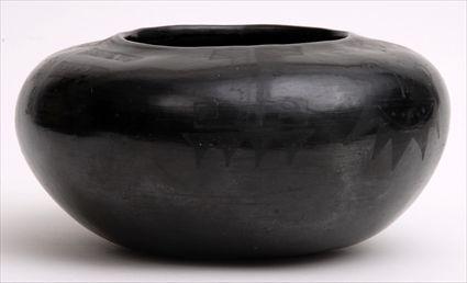 Appraisal: SANTA CLARA BLACKWARE JAR in in diam