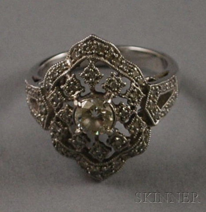 Appraisal: Art Deco Style Platinum and Diamond Ring band of platinum