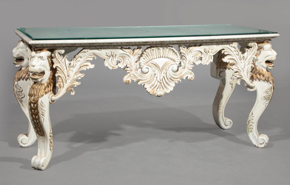 Appraisal: Venetian-Style Carved Painted and Parcel Gilt Console Table and Mirror