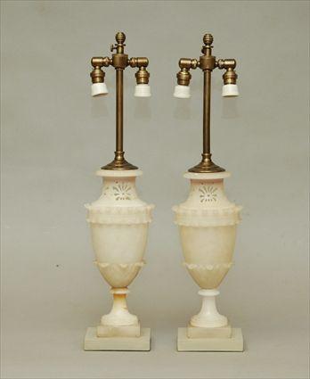 Appraisal: Pair of Alabaster Urn-Form Lamps