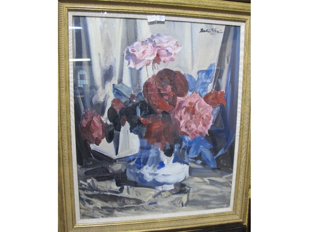 Appraisal: WALTER GRAHAM GRIEVE RSA RSW Oil on canvas 'Flowers in