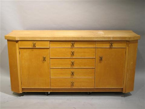 Appraisal: MODERN YELLOW PAINTED HARDWOOD BUFFET Branded Johnson Furniture Company Grand