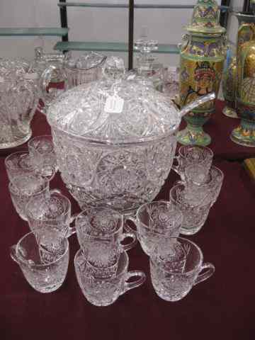 Appraisal: Cut Crystal Punch Set with ladle and cups excellent