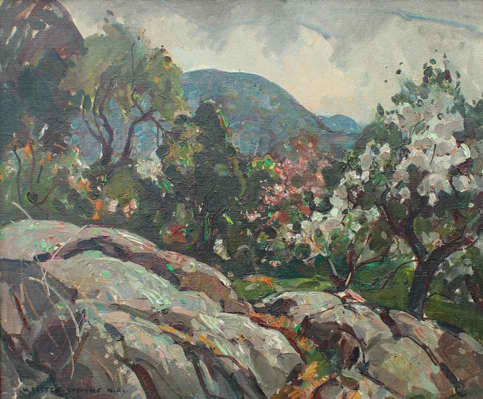 Appraisal: STEVENS William Lester - ''Rocks and Blossoms'' '' x ''