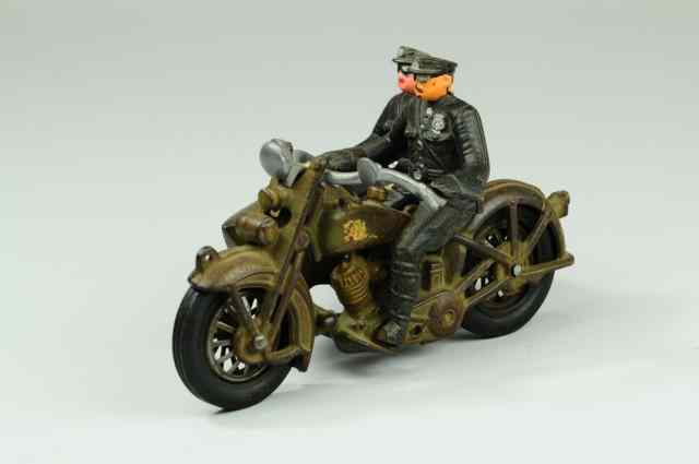 Appraisal: HARLEY DAVIDSON CYCLE WITH SIDECAR Hubley cast iron painted in