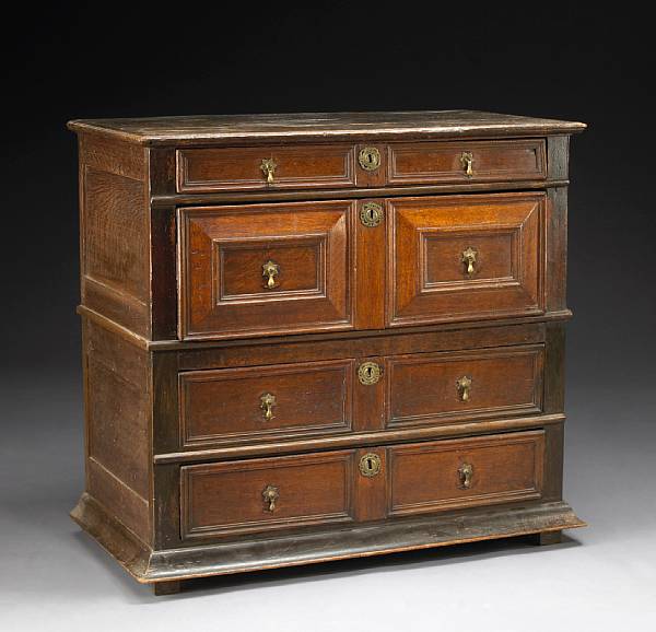 Appraisal: A Charles II oak chest of drawers last quarter th