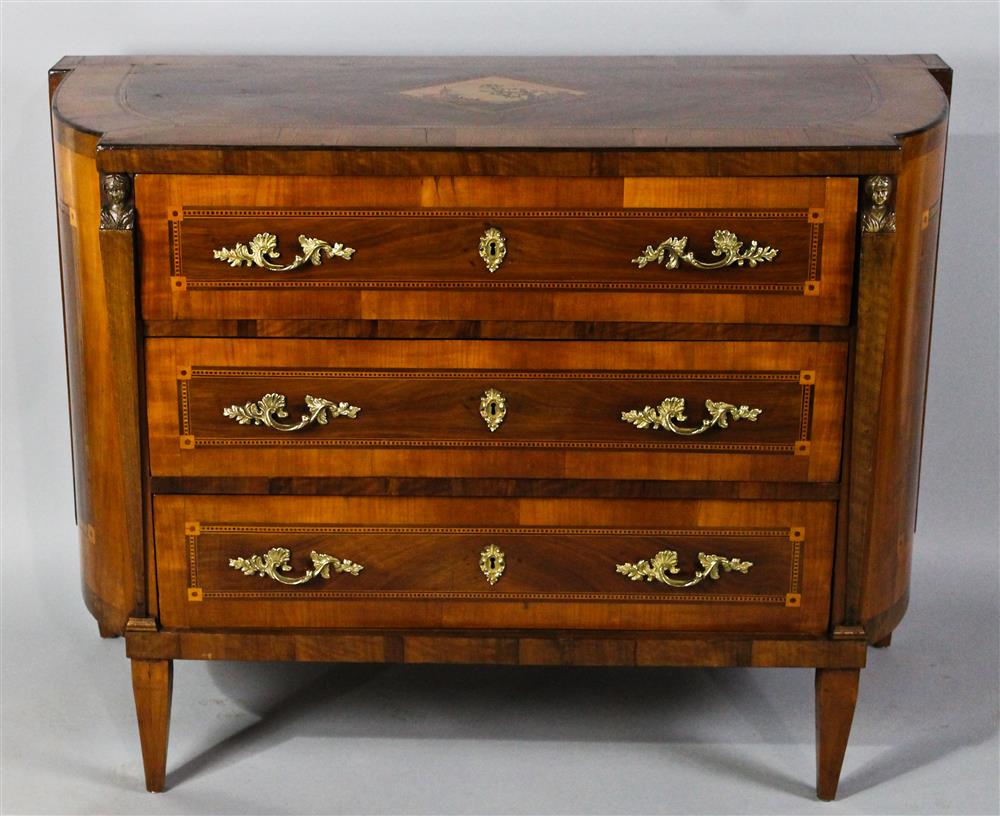 Appraisal: CONTINENTAL CLASSICAL PARQUETRY INLAID THREE DRAWER CHEST early th C